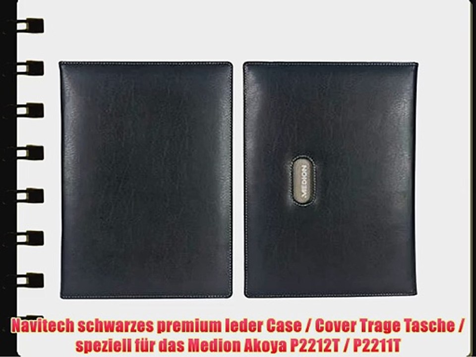 Navitech schwarzes premium leder Case / Cover Trage Tasche / speziell f?r das Medion Akoya