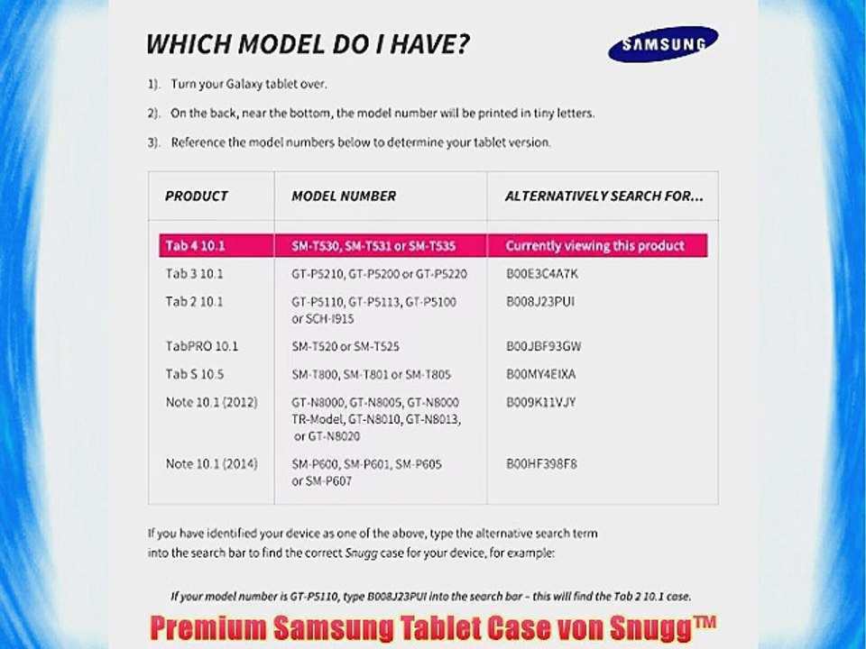 Snugg? Galaxy Tab 4 10.1 Zoll H?lle (Rosa) - Smart Case mit lebenslanger Garantie