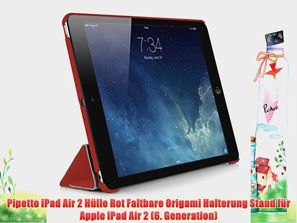 Pipetto iPad Air 2 H?lle Rot Faltbare Origami Halterung Stand f?r Apple iPad Air 2 (6. Generation)