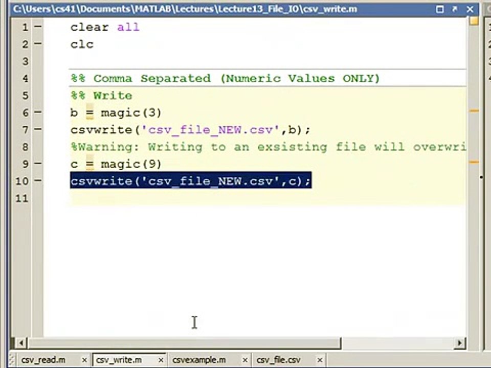 File I/O: .csv files