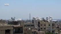#سوريا |#ريف_دمشق : غارة جوية عنيفة من الطيران الحربي على مدينة #عربين