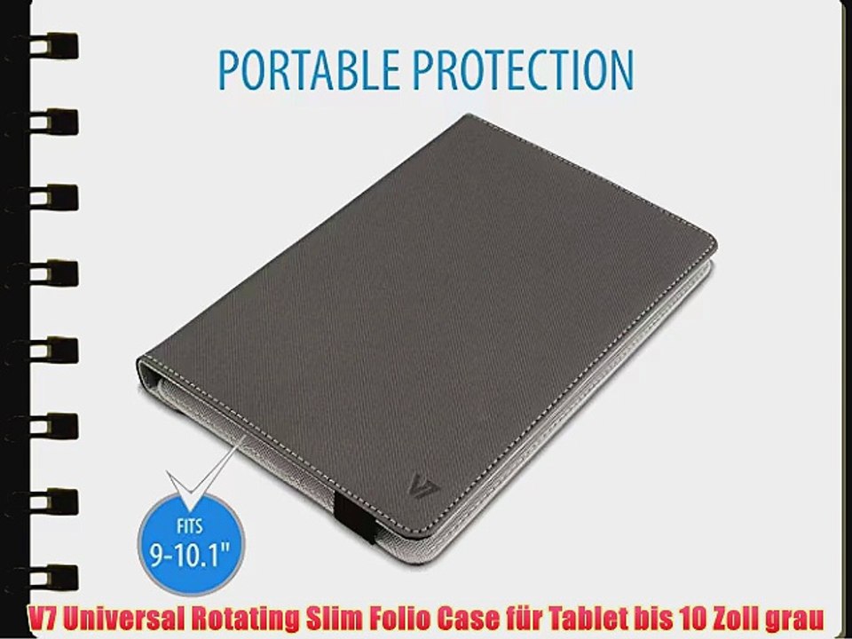 V7 Universal Rotating Slim Folio Case f?r Tablet bis 10 Zoll grau