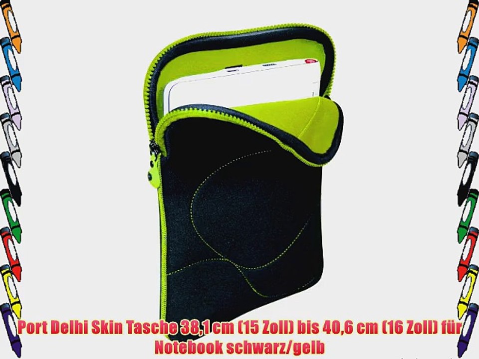 Port Delhi Skin Tasche 381 cm (15 Zoll) bis 406 cm (16 Zoll) f?r Notebook schwarz/gelb
