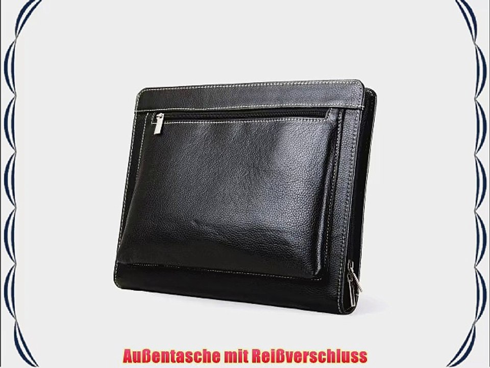 Schwarze Leder-Aktentasche mit Platz f?r Notizblock und iPad 2 / das neue iPad 3