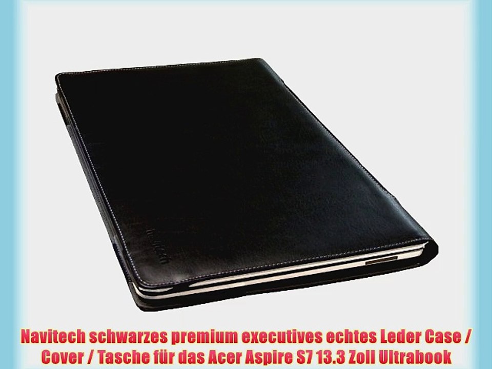 Navitech schwarzes premium executives echtes Leder Case / Cover / Tasche f?r das Acer Aspire