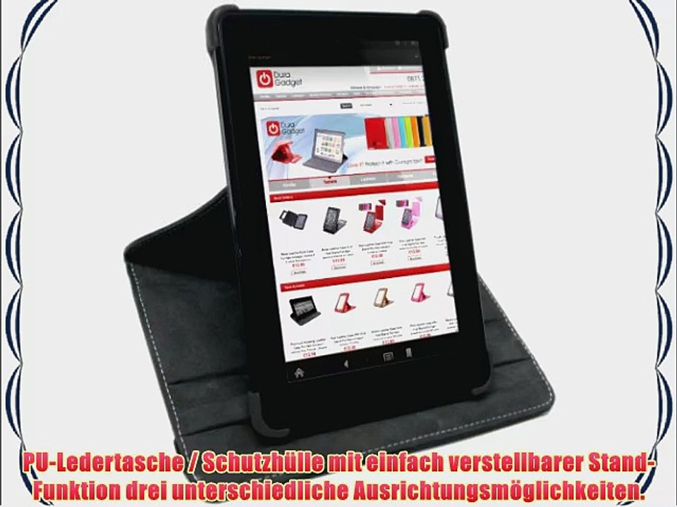 DURAGADGET PU-Lederschutzh?lle SCHWARZ f?r Amazon Kindle Fire HD 7 Tablet drehbare und verstellbare