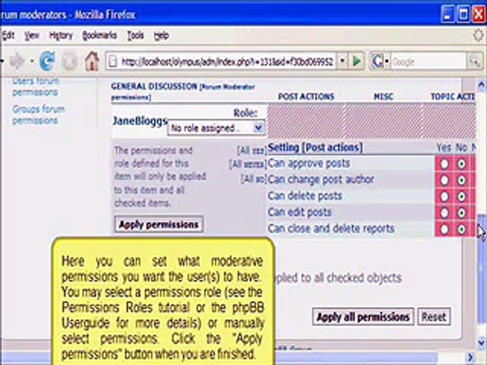 Managing Forum Moderators in phpbb2 / phpbb3