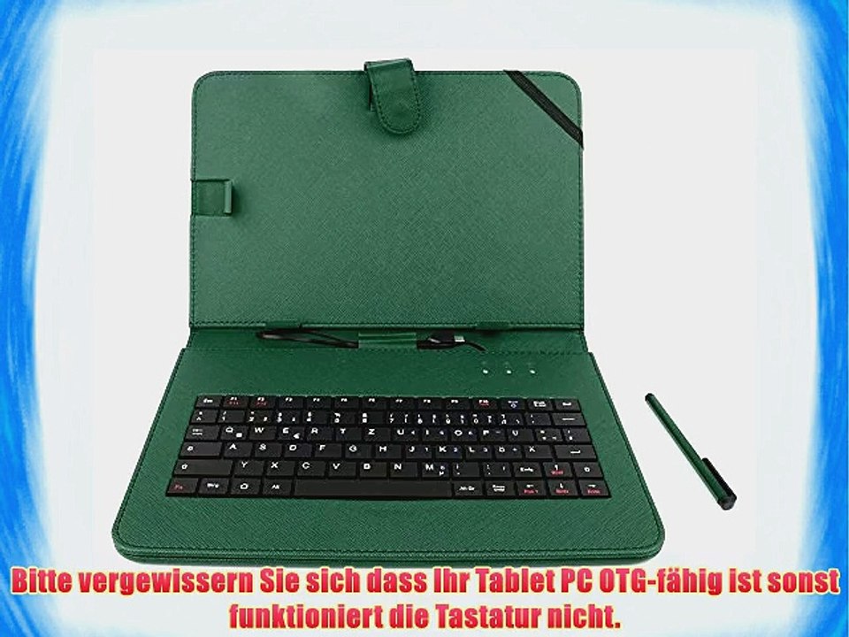 F?r Ihr Samsung Galaxy Tab 4 101: Deutsche Tablet-Tastatur gr?ne H?lle und Auto-Ladeger?t