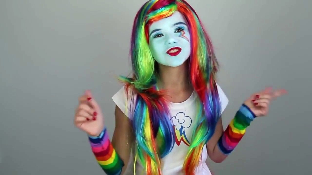 My Little Pony Rainbow Dash Makeup Tutorial! Equestria Girl Doll Cosplay   Kittiesmama