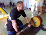 Strongman to 105kg. Maris rozentals dedlift training with 310kg to 3 reps