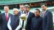PM Modi & Australia PM Tony Abbott with Cricket World Cup Trophy at MCG, Melbourne