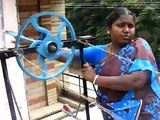 Banana fibre thread making in a simple device by rural women groups in india