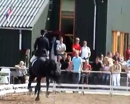 Jenny Veenstra met de Friese Hengst Hoppe Z2 Kür op Muziek in Reusel