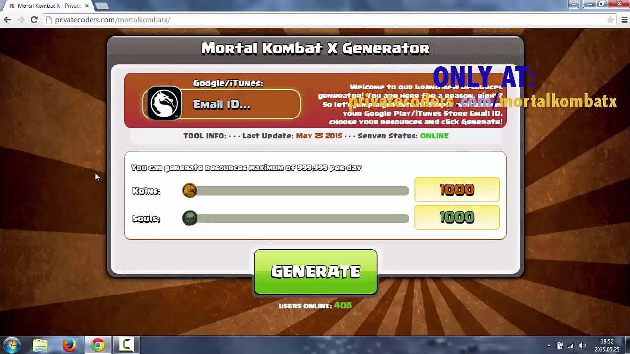 Mortal Kombat X Souls, Koins Generator