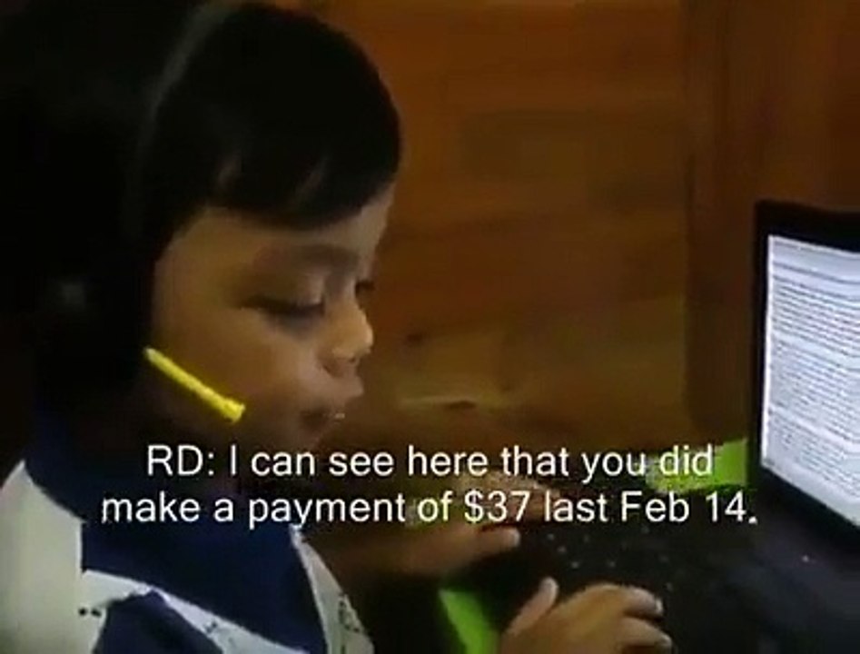 4 year's old kid doing job in call center as operater.