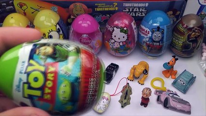19 Surprise Eggs, Kinder Surprise Cars 2 Mickey Mouse Spongebob Disney Pixar