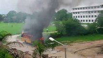 Destroyed in Seconds - College Bus Started Burning Automatically