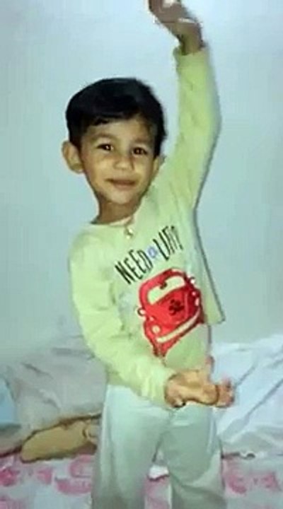 Funny boy dance on blue hai pani pani