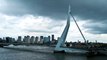 Time-lapse shot of Erasmus bridge in Rotterdam, Holland .