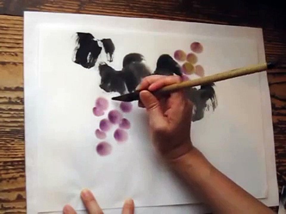 水墨画葡萄の描き方
