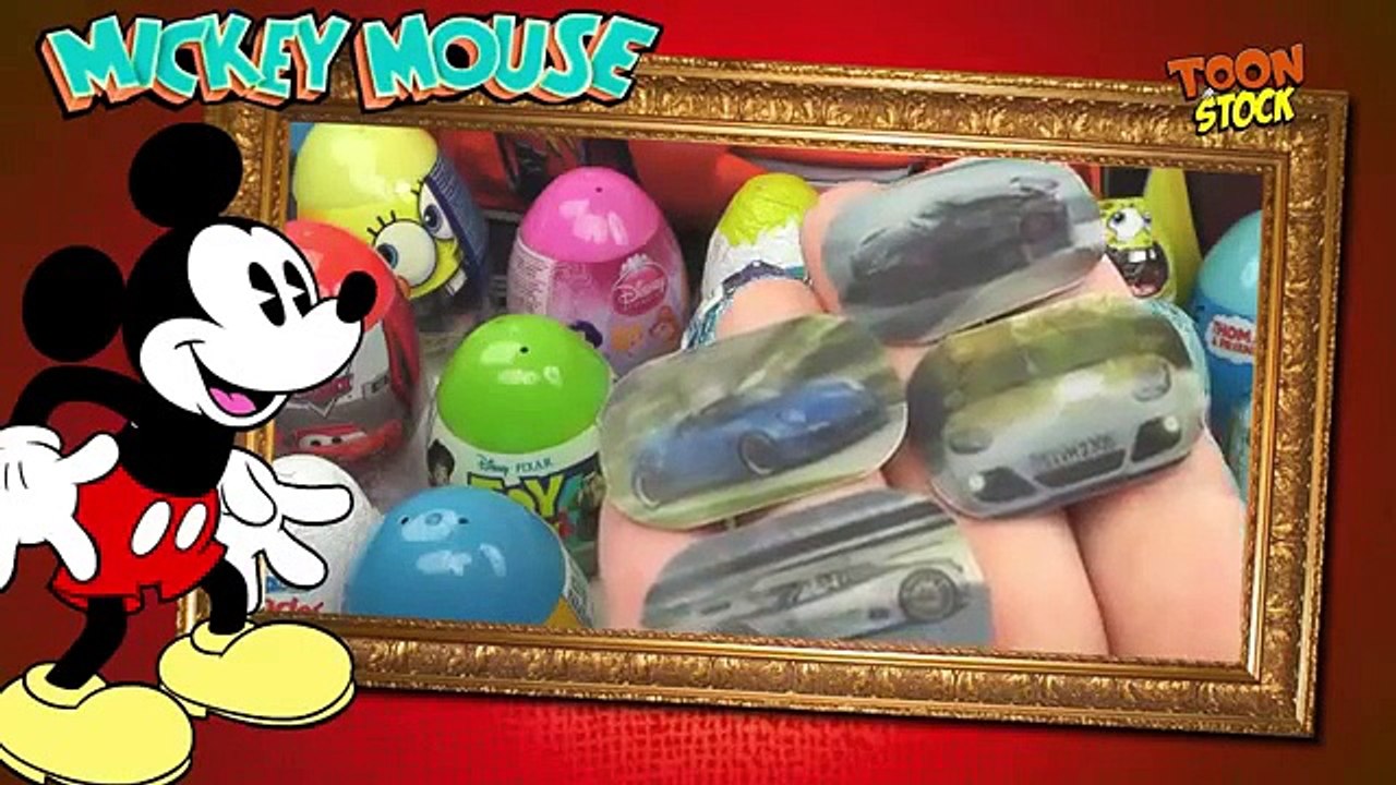 22 Surprise Eggs, Kinder Surprise Cars 2 Thomas Spongebob Disney Pixar ! HD