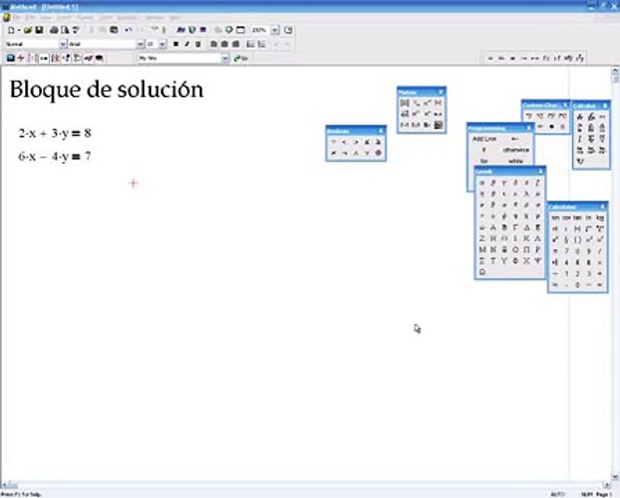 Tutorial Mathcad Sistema de ecuaciones