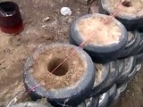 Earthship Construction, Drilling anchor holes