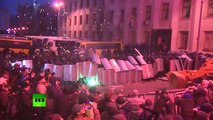 Video: Clashes outside Ukraine presidential HQ, police disperse crowds with batons