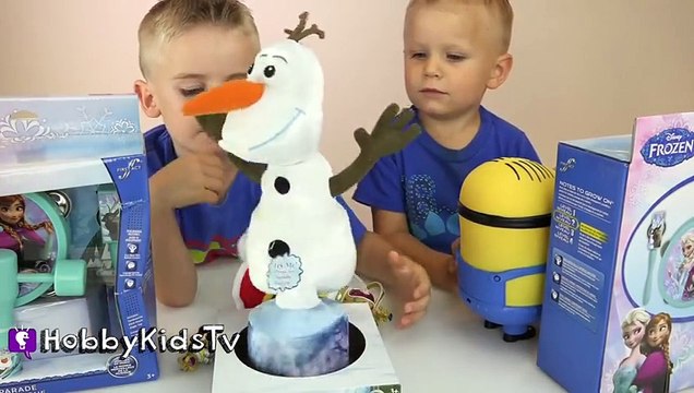 Spinning Olaf + Frozen Tambourine Musical Instruments! Singing Songs HobbyKidsTV