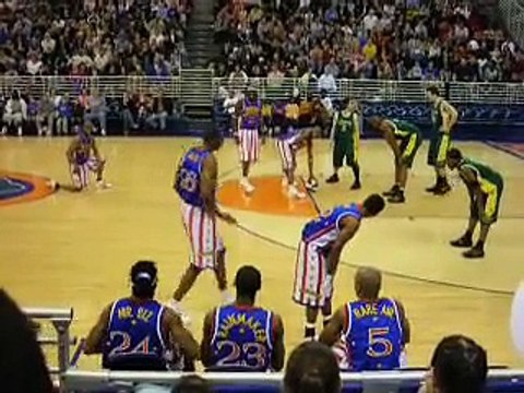 Harlem Globetrotters playing football