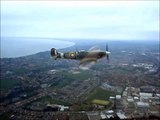 Supermarine Spitfire filmed in flight over Hellfire corner at Dover Kent