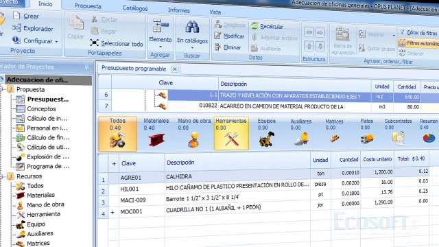 17.- OPUS. Crear un precio unitario desde cero. Recurso Herramientas.