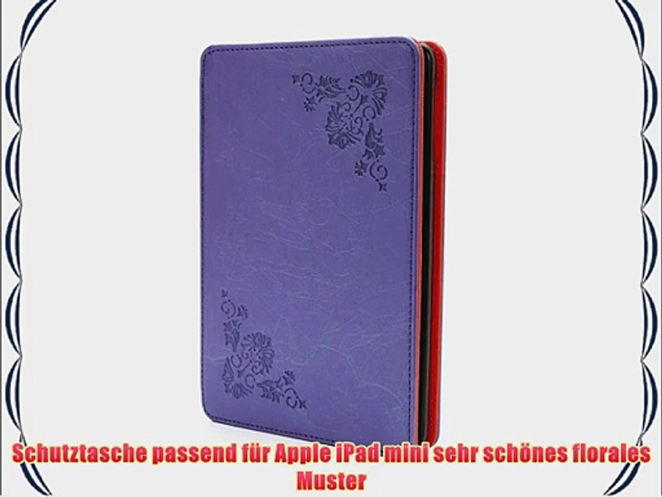 [A4E] Apple iPad mini Schutzh?lle H?lle Ledertasche mit Blumen/Floral Design used look sehr