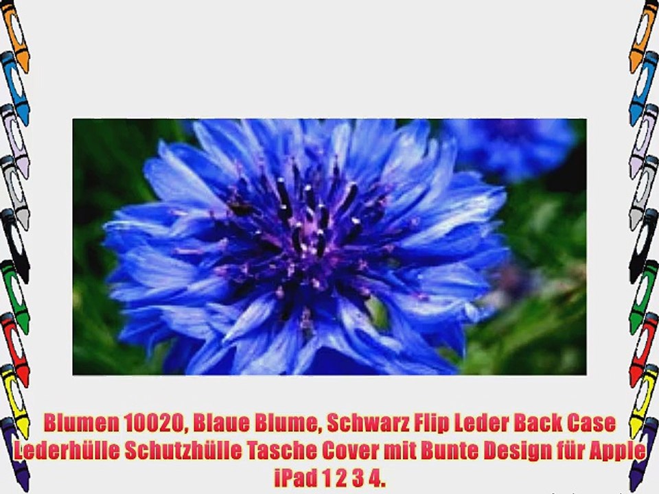 Blumen 10020 Blaue Blume Schwarz Flip Leder Back Case Lederh?lle Schutzh?lle Tasche Cover mit
