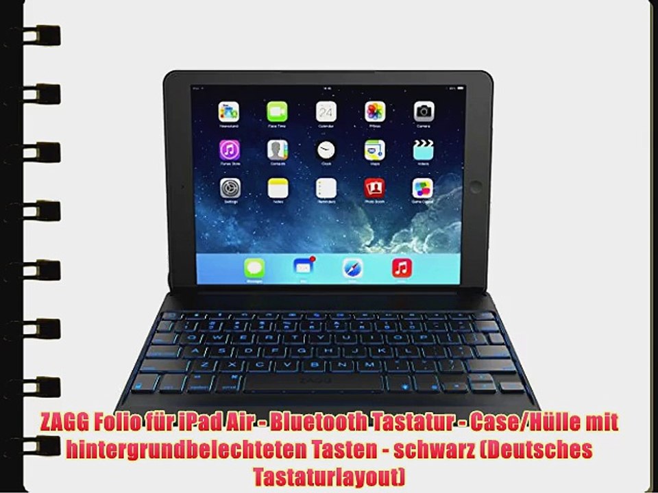 ZAGG Folio f?r iPad Air - Bluetooth Tastatur - Case/H?lle mit hintergrundbelechteten Tasten
