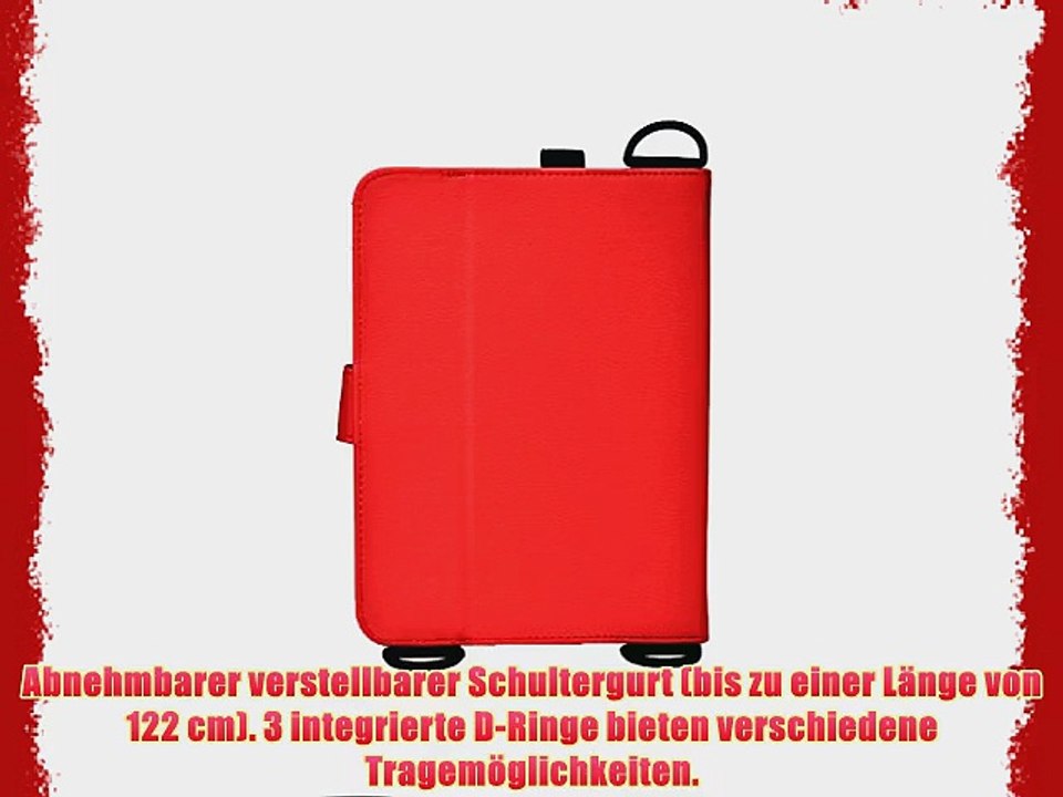 Cooper Cases(TM) Magic Carry Hyundai T7 / T7S Tablet Folioh?lle mit Schultergurt in Rot (Hochwertige
