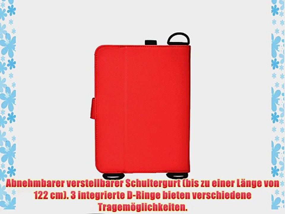 Cooper Cases(TM) Magic Carry Eve Tech T1 Tablet Folioh?lle mit Schultergurt in Rot (Hochwertige