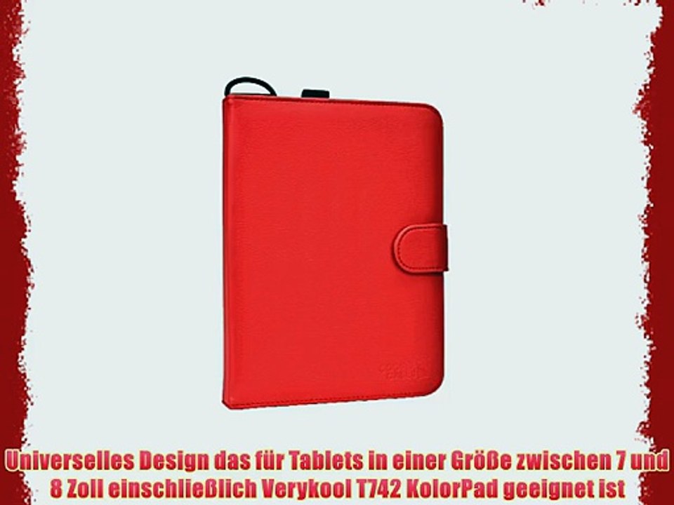 Cooper Cases(TM) Magic Carry Verykool T742 KolorPad Tablet Folioh?lle mit Schultergurt in Rot
