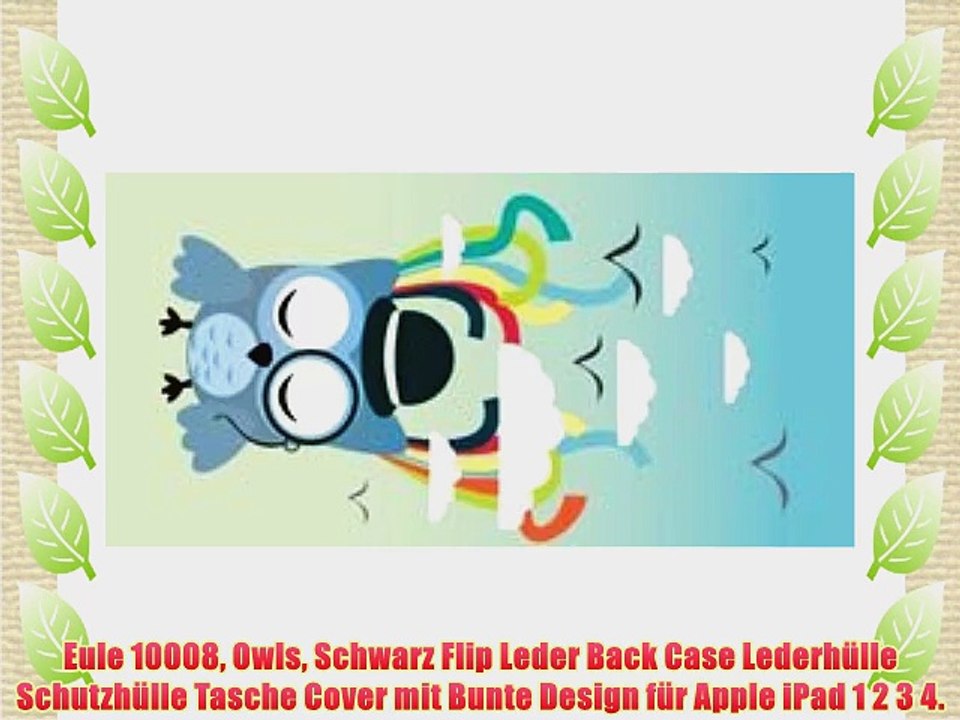 Eule 10008 Owls Schwarz Flip Leder Back Case Lederh?lle Schutzh?lle Tasche Cover mit Bunte