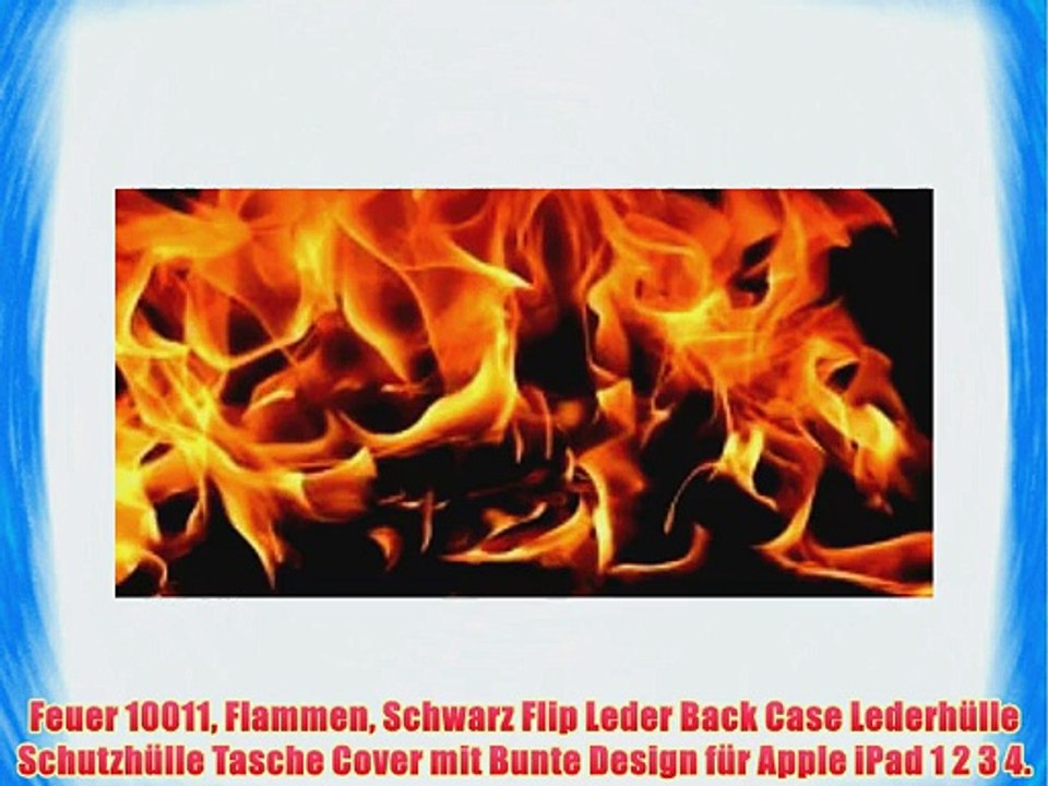 Feuer 10011 Flammen Schwarz Flip Leder Back Case Lederh?lle Schutzh?lle Tasche Cover mit Bunte