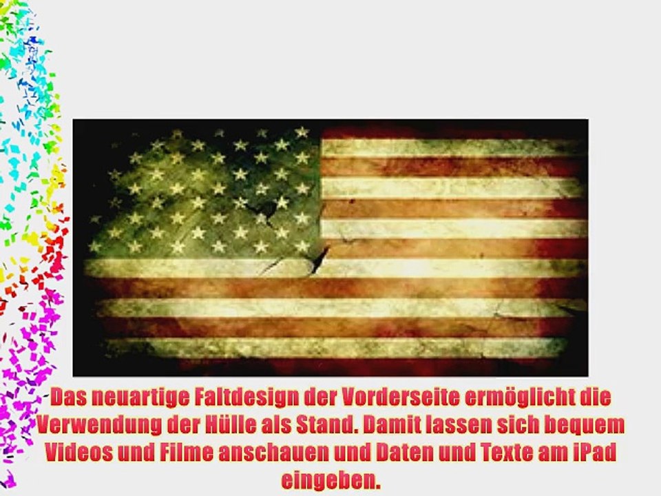 Flagge USA 6 Weltkarte Schwarz iPad 4 3 2 Smart Back Case Leder Tasche Shutzh?lle H?lle - 360