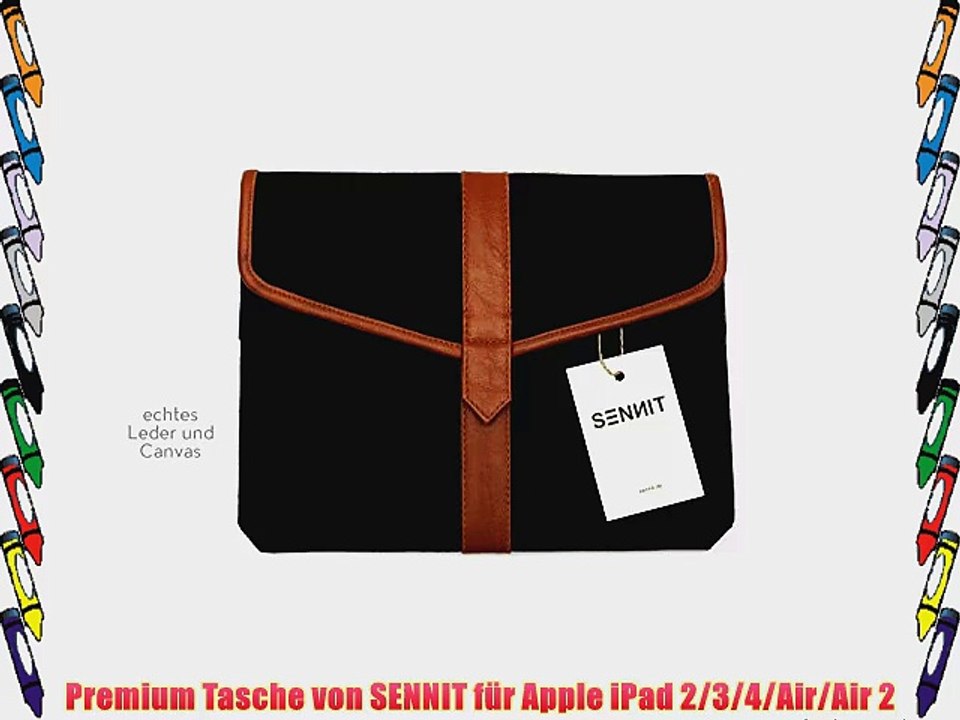 iPad H?lle Tasche f?r iPad 2 / 3 / 4 / Air / Air 2 aus echtem Leder / Echtleder und Canvas