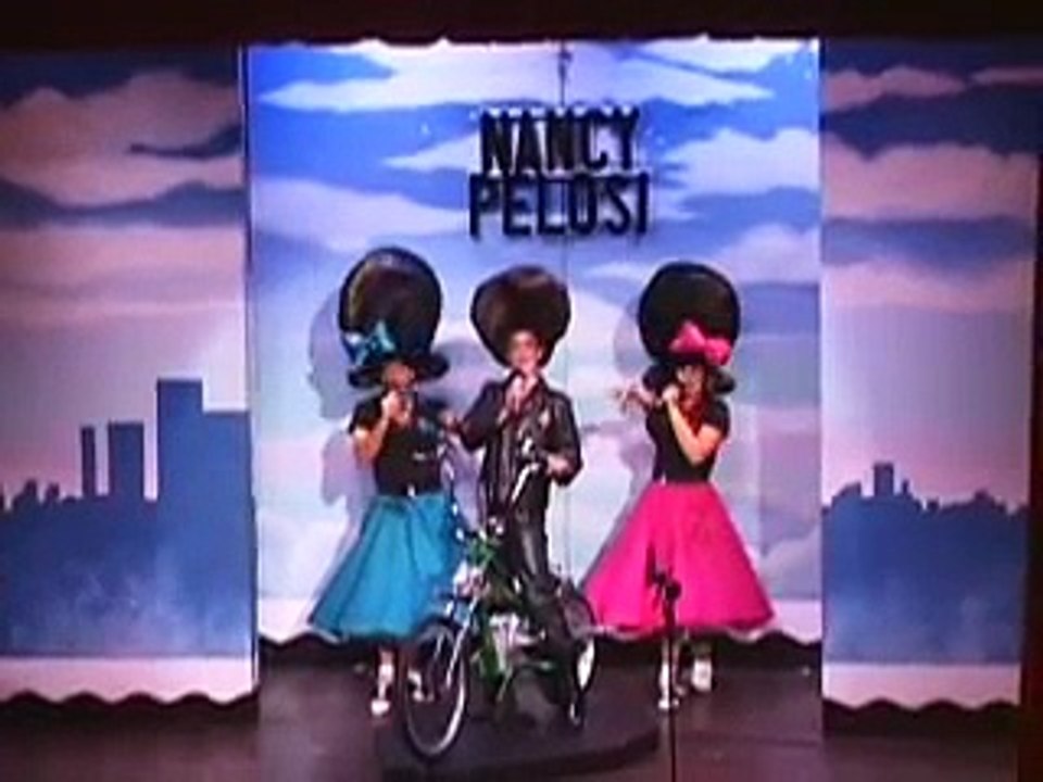 Nancy Pelosi "Leader of the Pack" in Beach Blanket Babylon