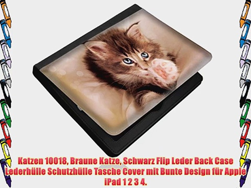 Katzen 10018 Braune Katze Schwarz Flip Leder Back Case Lederh?lle Schutzh?lle Tasche Cover