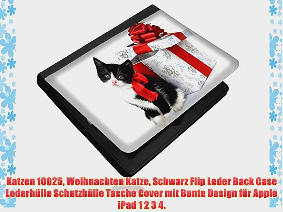 Katzen 10025 Weihnachten Katze Schwarz Flip Leder Back Case Lederh?lle Schutzh?lle Tasche Cover