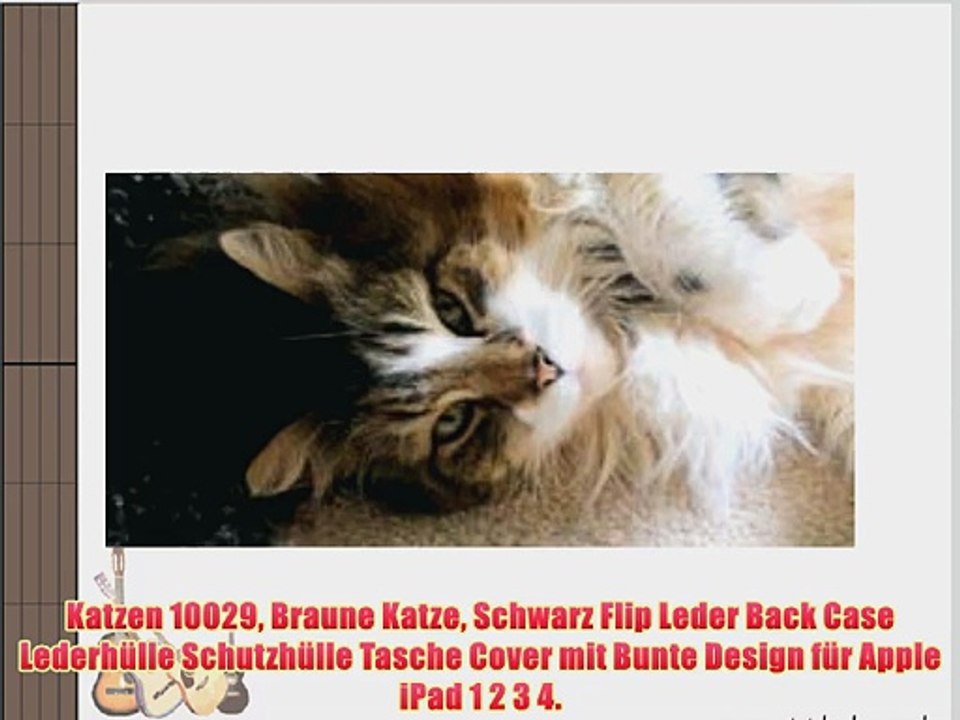 Katzen 10029 Braune Katze Schwarz Flip Leder Back Case Lederh?lle Schutzh?lle Tasche Cover