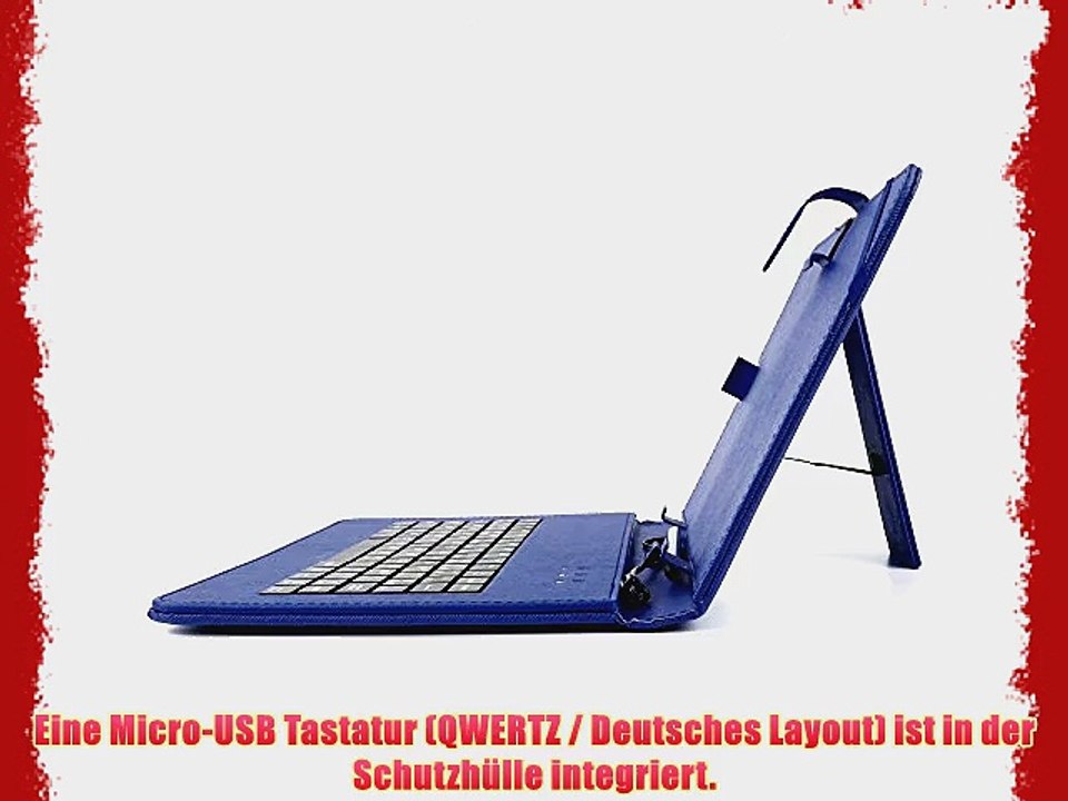F?r Ihr Samsung Galaxy Tab 4 101: Deutsche Tablet-Tastatur blaue H?lle und Auto-Ladeger?t