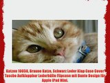 Katzen 10050 Braune Katze Schwarz Leder Klap Case Cover Tasche Aufklappbar Lederh?lle Flipcase