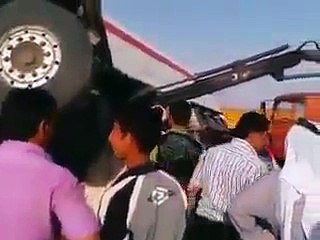 big road accident of oil tanker