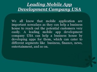 Best Mobile App Development Company USA You Could Look For